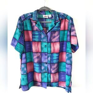 Vintage Coloured Square Short Sleeve Button Down Shirt